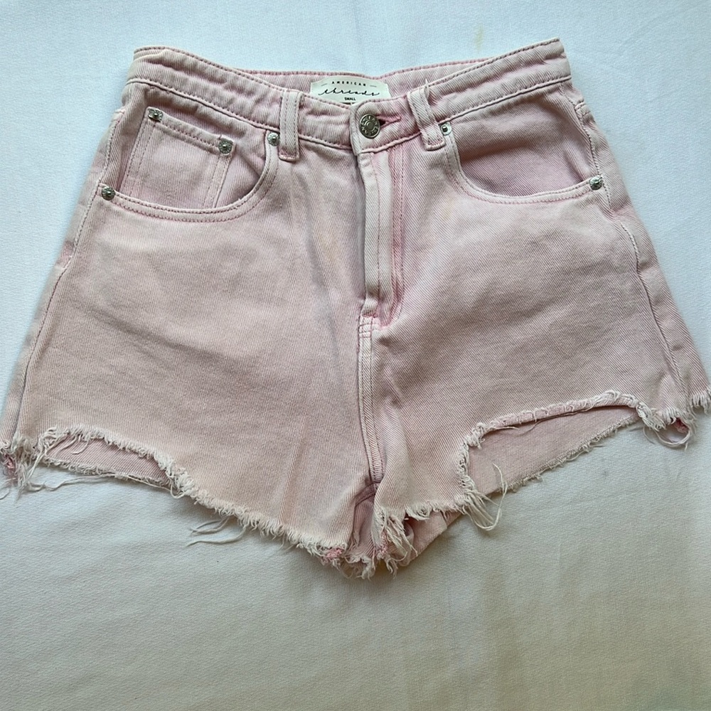 Pink Distressed Denim Shorts, American Threads Size S
